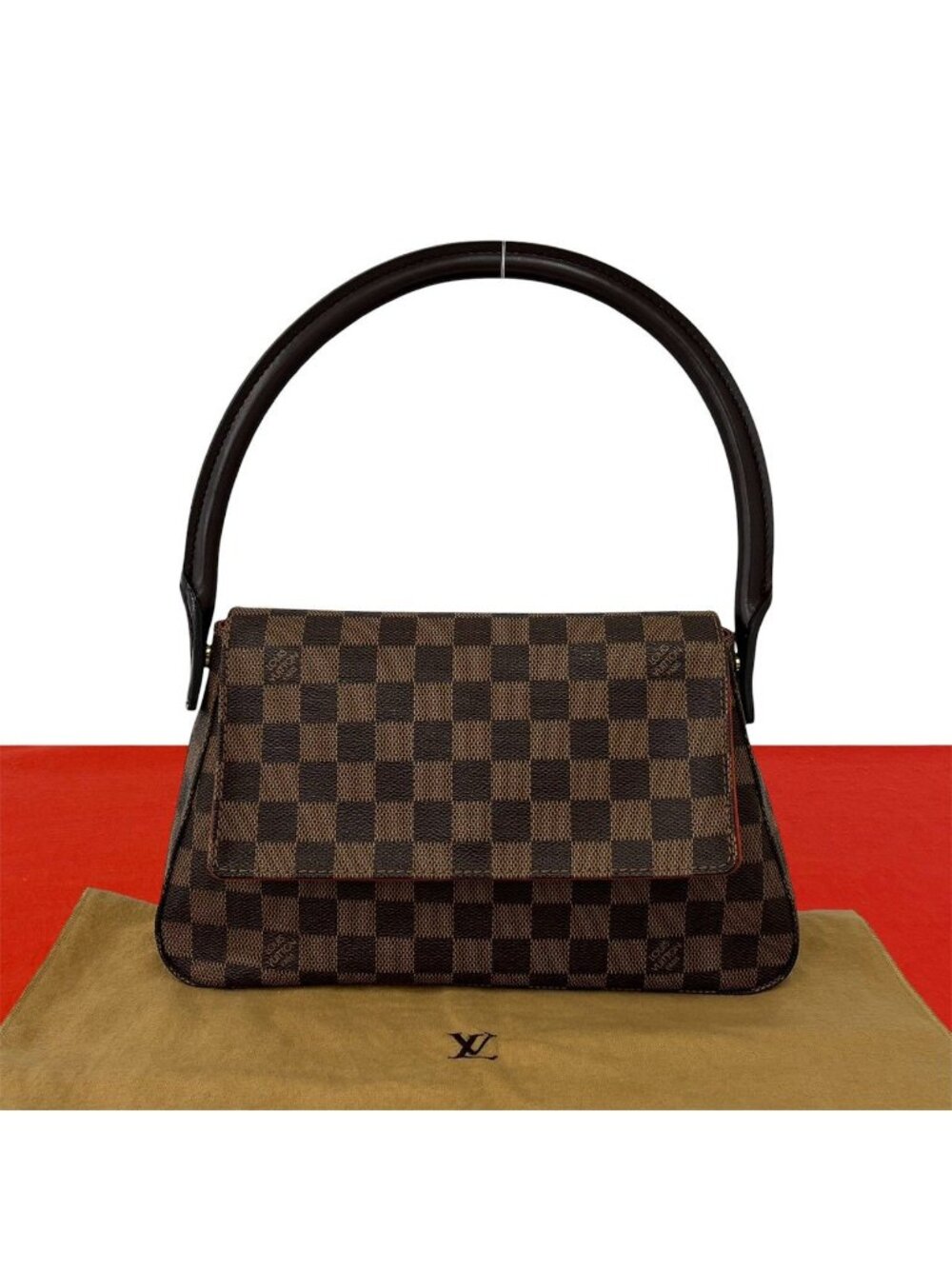 Louis Vuitton Mini Looping Damier Leather Shoulder Bag Brown